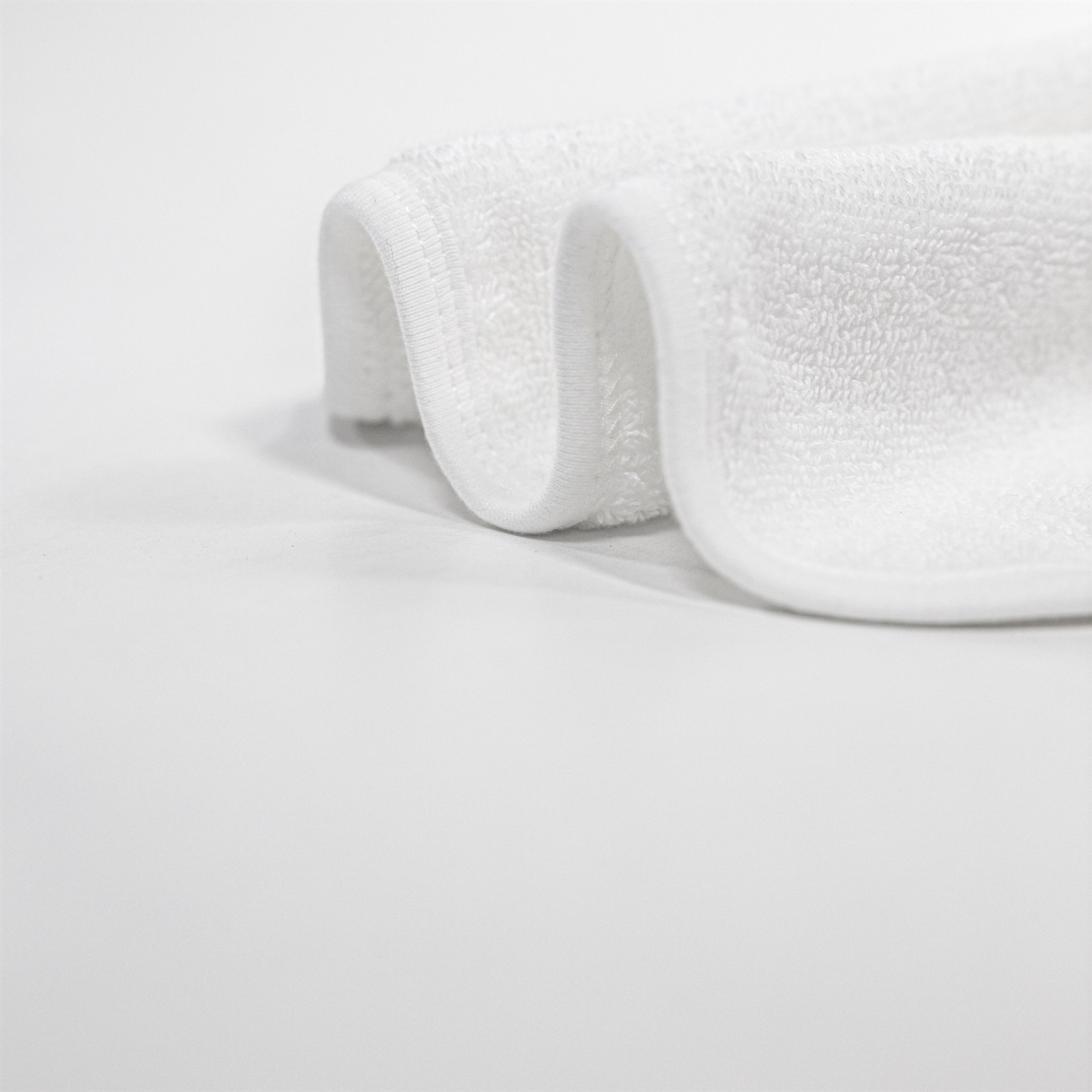 Close-up of plush organic cotton terry loops and stitched hem